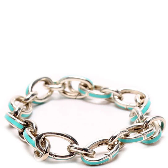 Tiffany Blue Clasping Link Enamel/925 Bracelet | Keeks Designer Handbags