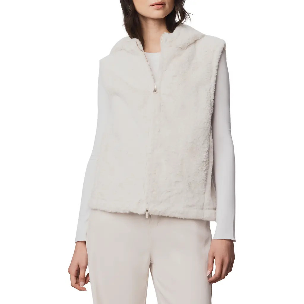 Splendid Lucia Hooded Faux Fur Vest in Pale Oak White at Nordstrom, Size Large | Nordstrom