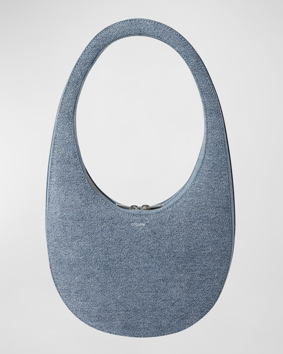 Coperni Swipe Zip Denim Top-Handle Bag | Neiman Marcus