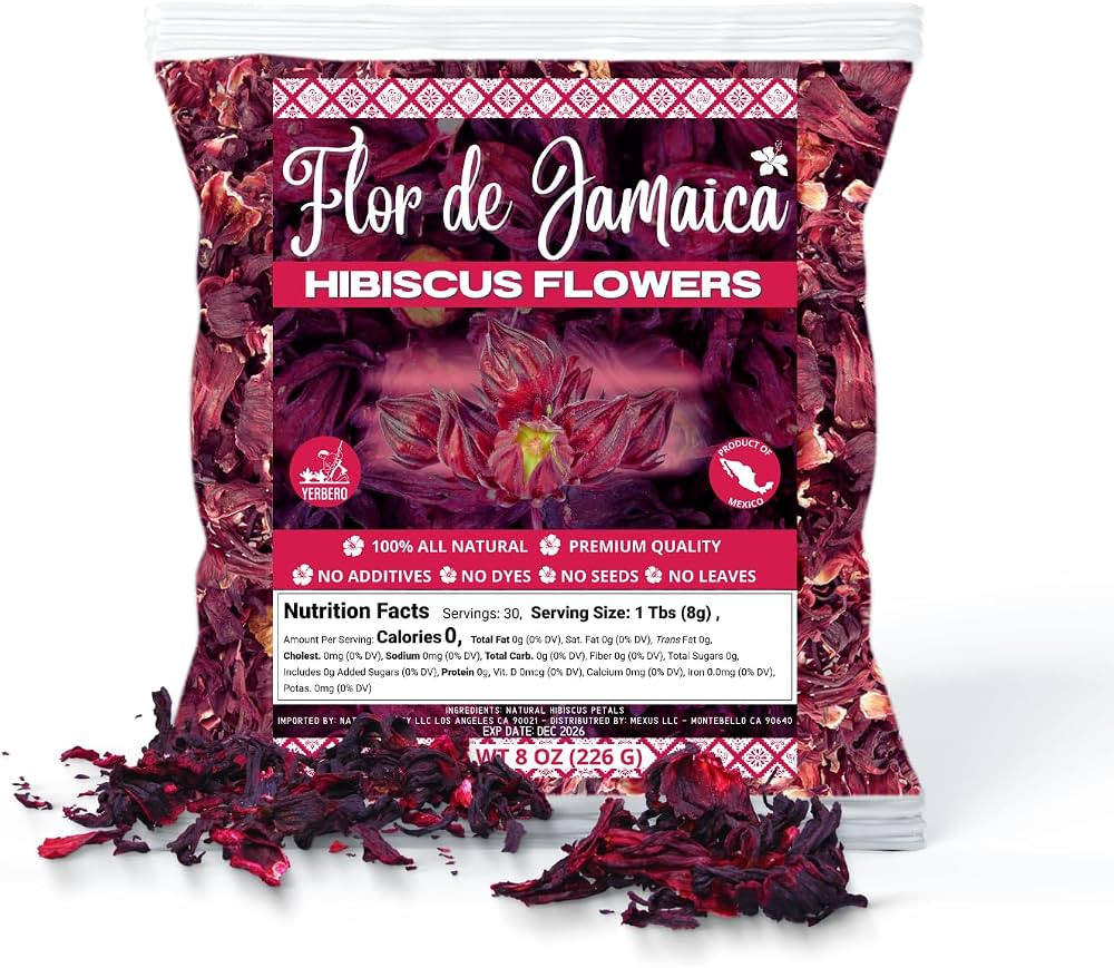 Yerbero - Whole Dried Premium Hibiscus Flowers 8oz (226g) | Hibiscus Tea | Flor De Jamaica Para A... | Amazon (US)