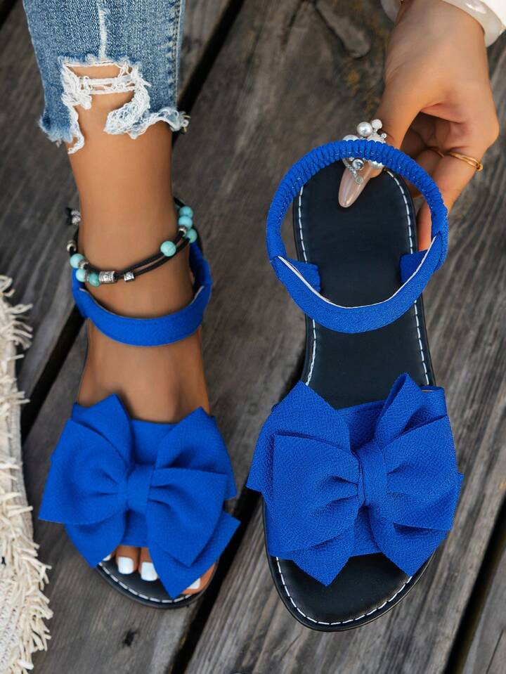 Women's Cute Bow Flat Sandals, Leopard Print Elegant Open Toe Sandals, Casual Outdoor Beach Slippers | SHEIN