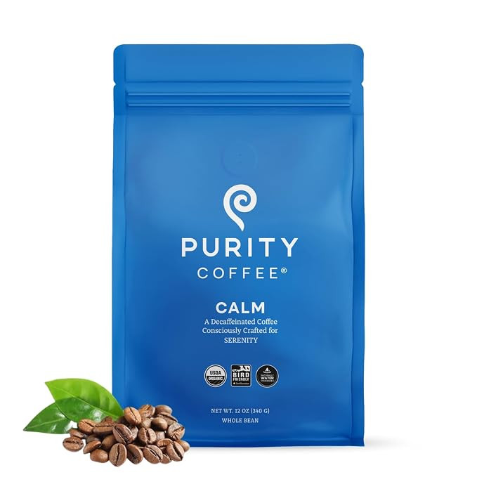 Purity Coffee CALM Decaf Medium Roast Whole Bean (12oz Bag) | Specialty-Grade USDA Organic Mounta... | Amazon (US)