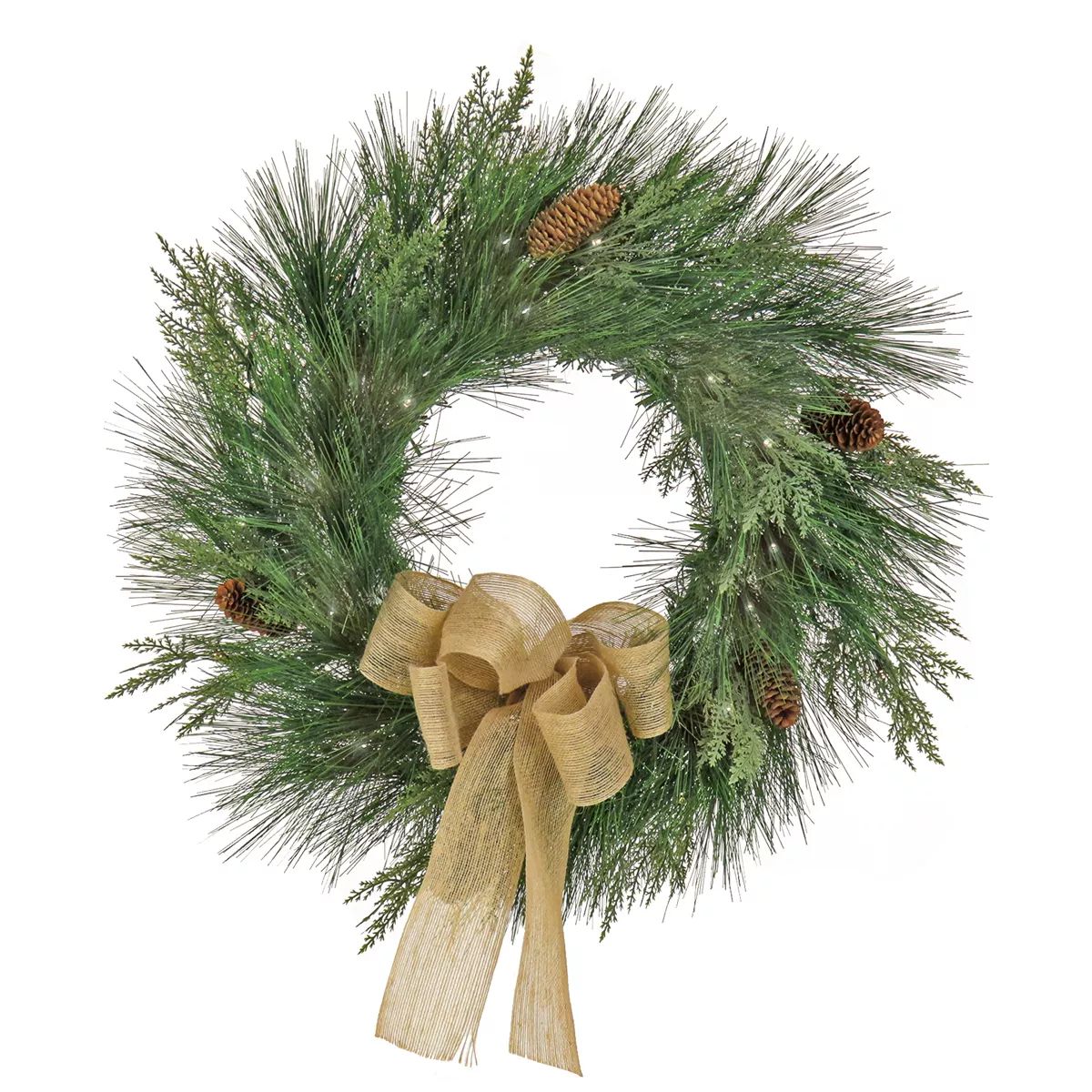 HGTV Home Collection 22" Pre Lit Artificial Christmas Wreath, Mixed cedar and bristle Branch Tips... | Target