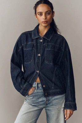 Pilcro Pleated Lightweight Trucker Jacket | Anthropologie (US)