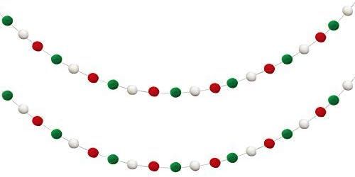 PPXMEEUDC Christmas Felt Ball Garland Christmas Pom Pom Garland Christmas Decoration Holiday Deco... | Amazon (US)