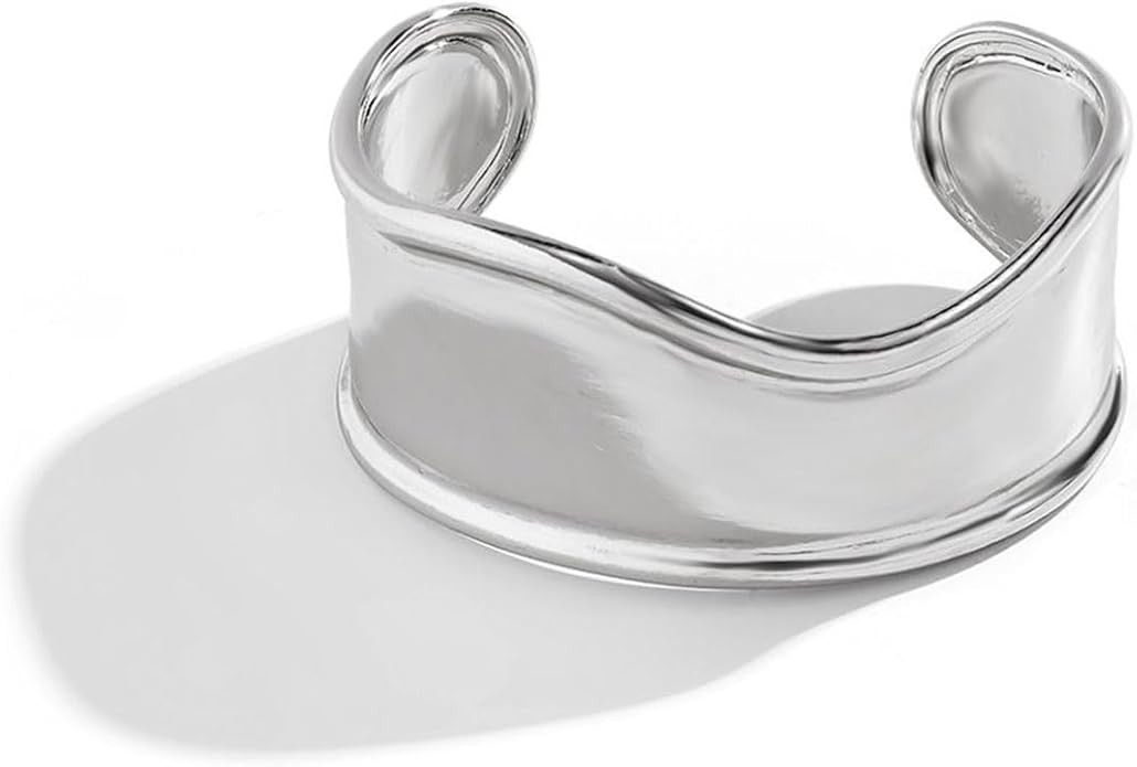 Chunky Gold Bracelet Silver Cuff Bracelet for Women Chunky Cuff Bracelet Gold Bangle Bracelet Sta... | Amazon (US)