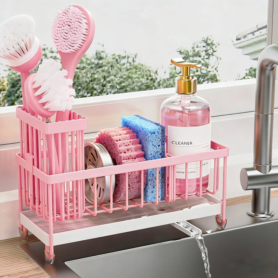 Cisily Sponge Holder for Kitchen Sink, Sink Caddy Organizer with High Brush Holder, Kitchen Count... | Amazon (US)