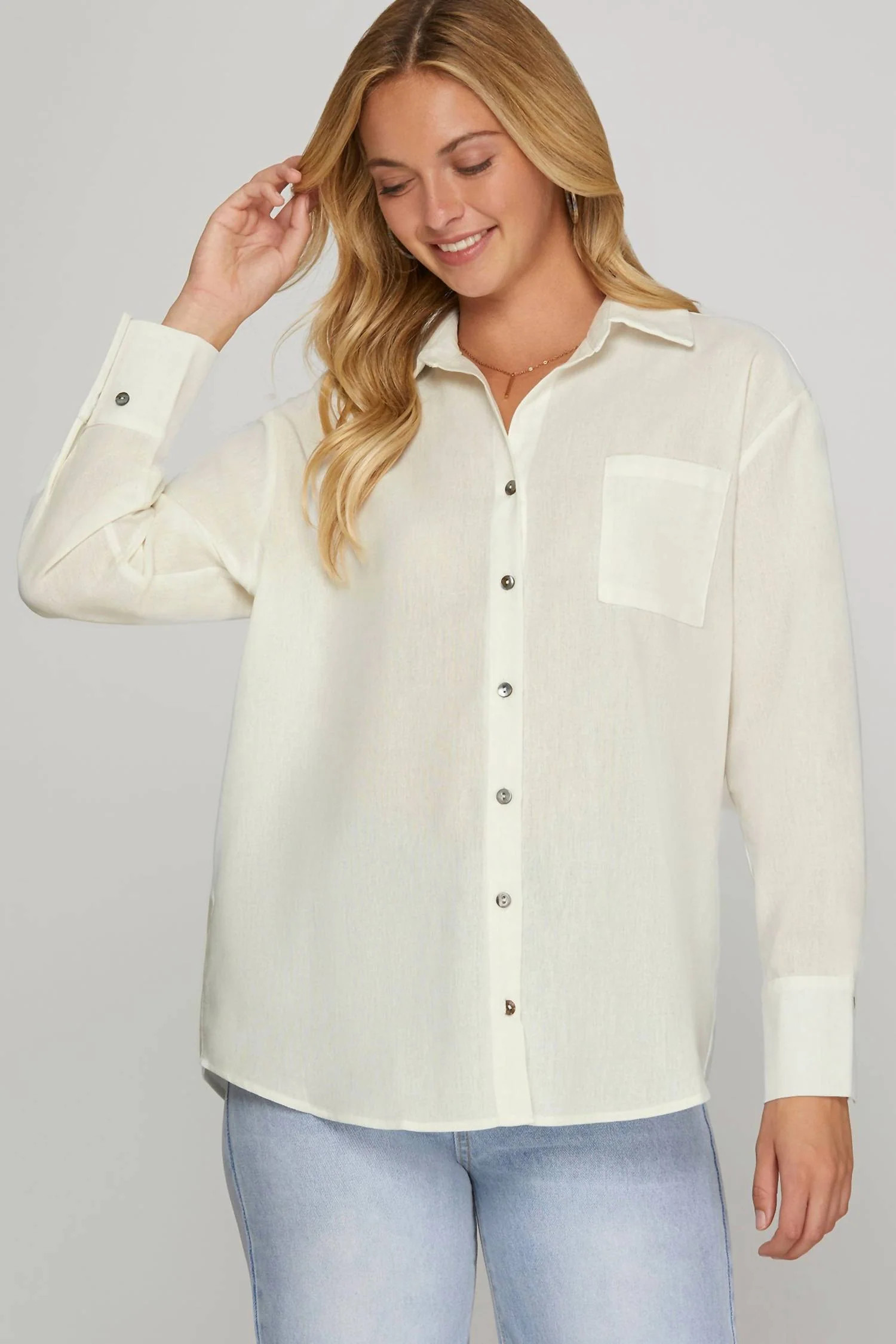Essential Button Down Shirt In Ivory | Shop Simon