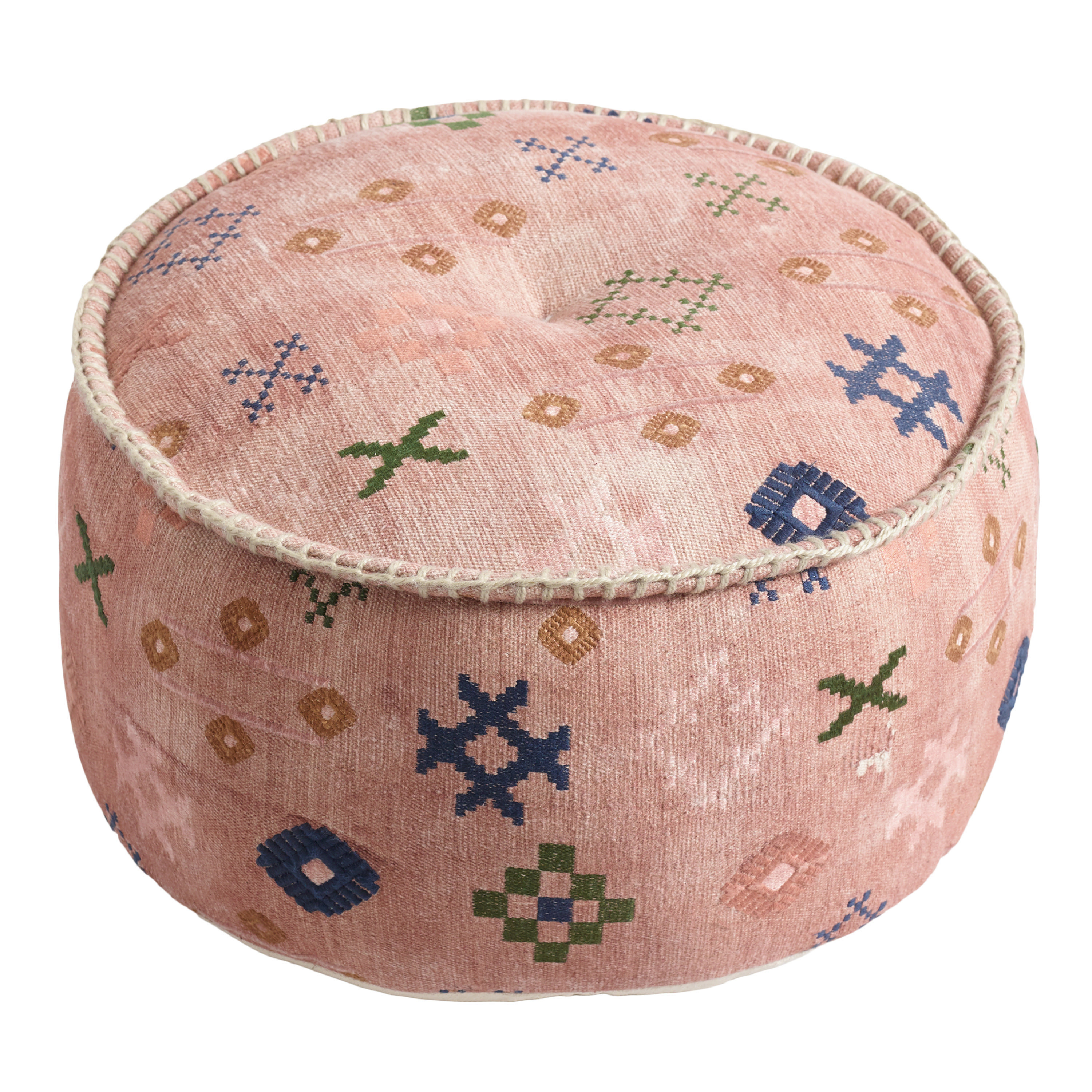 Blush Abstract Symbols Pouf - World Market | World Market