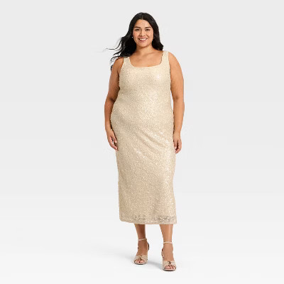 Women's Sequin Slip Maxi Dress - A New Day™ Cream | Target