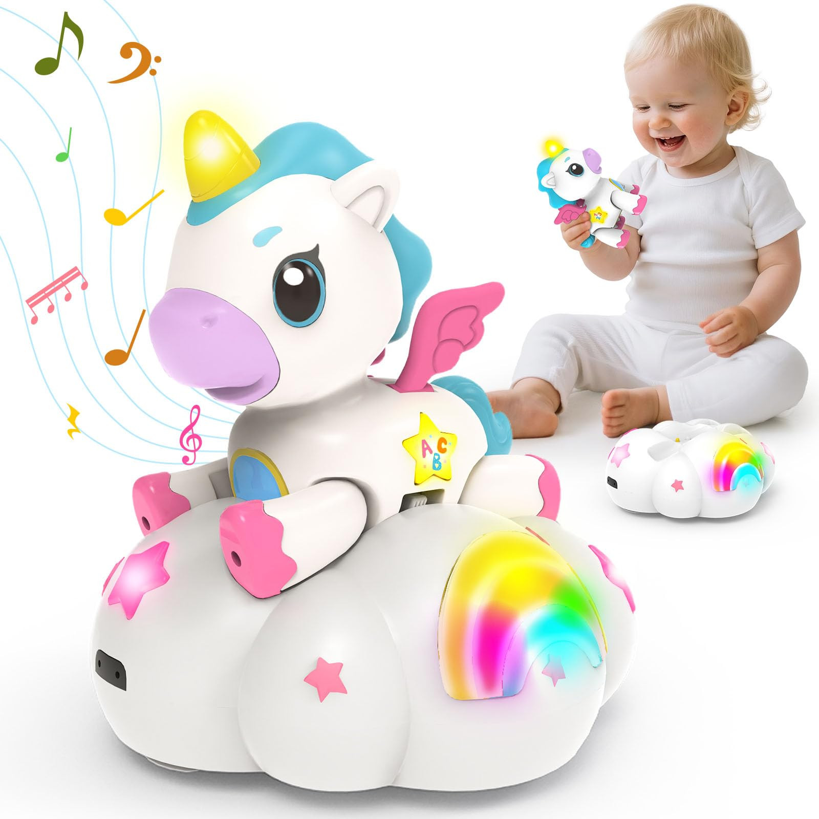 Musical Unicorn Toys for 6 to 12 Months - Baby Crawling Toy with Light-up for 1+ Year Old Girl Bo... | Amazon (US)