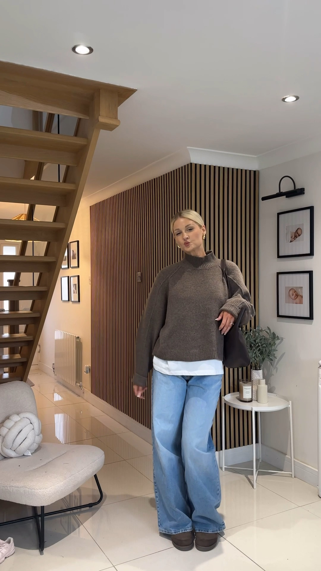 My go to everyday, casual, comfy but ‘put together’ non-mumsy, mum outfit featuring my fave wide leg jeans and chocolate brown knit 😍🍂 

#LTKstyletip #LTKwinter #LTKuk