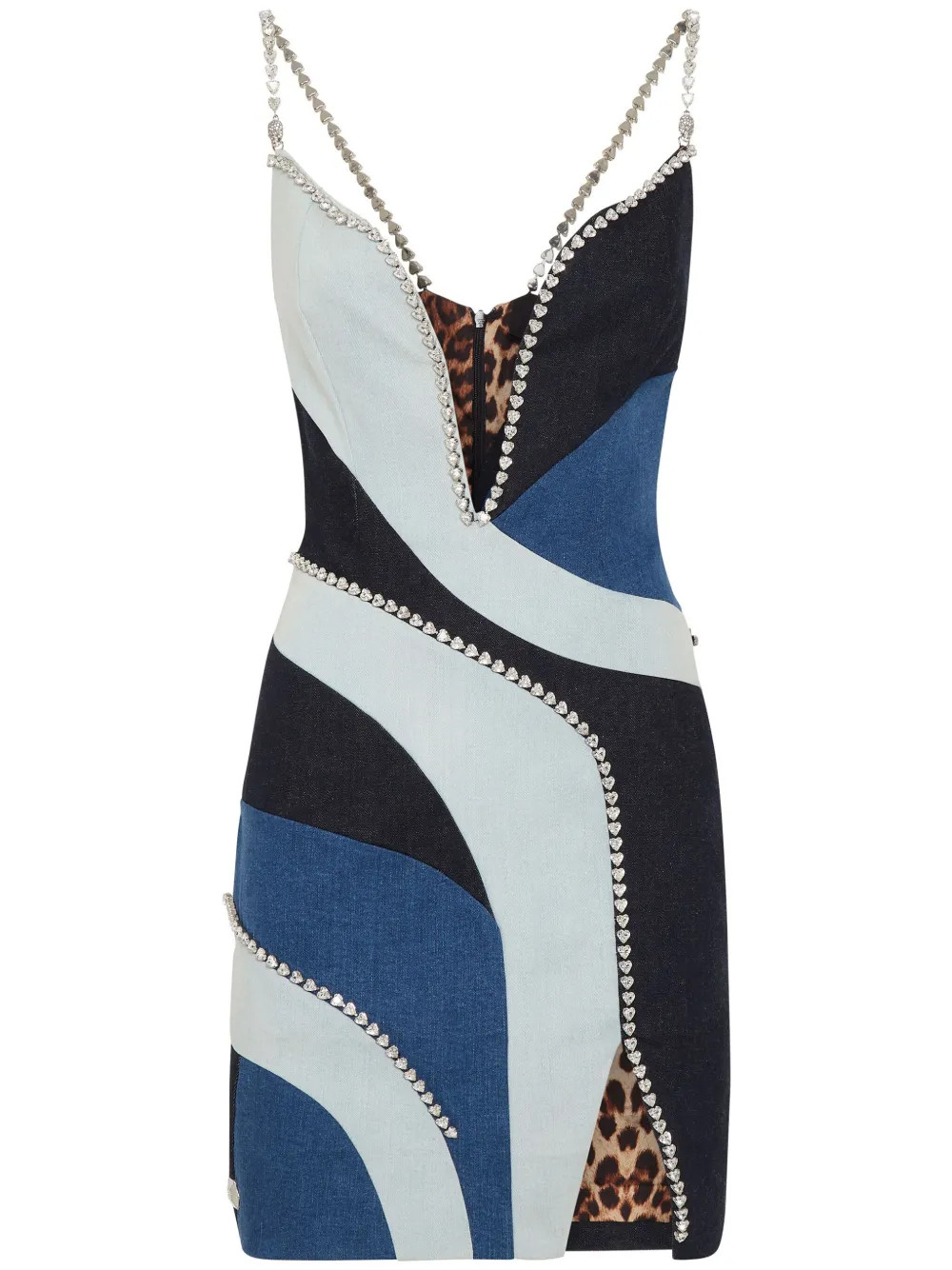 Philipp Plein denim-patchwork Mini Dress | Blue | FARFETCH | Farfetch Global