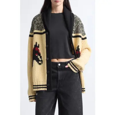GUEST IN RESIDENCE Rodeo Wool & Cashmere Cardigan in Butter Combo at Nordstrom, Size Medium | Nordstrom