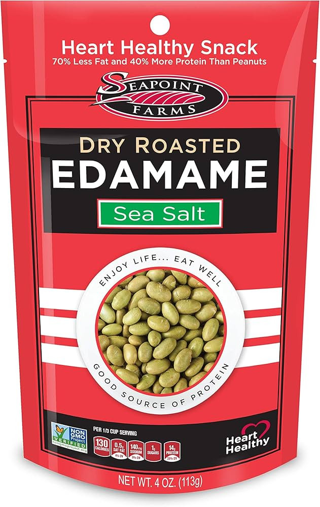 Seapoint Farms Dry Roasted Edamame, Sea Salt, Vegan, Gluten-Free, Kosher, and Non-GMO, Crunchy Sn... | Amazon (US)