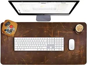 Leather Desk Pad REAL Leather Desk Mat (31x15.6) Desk Cover Desk Blotter Desk Protector Large Com... | Amazon (US)