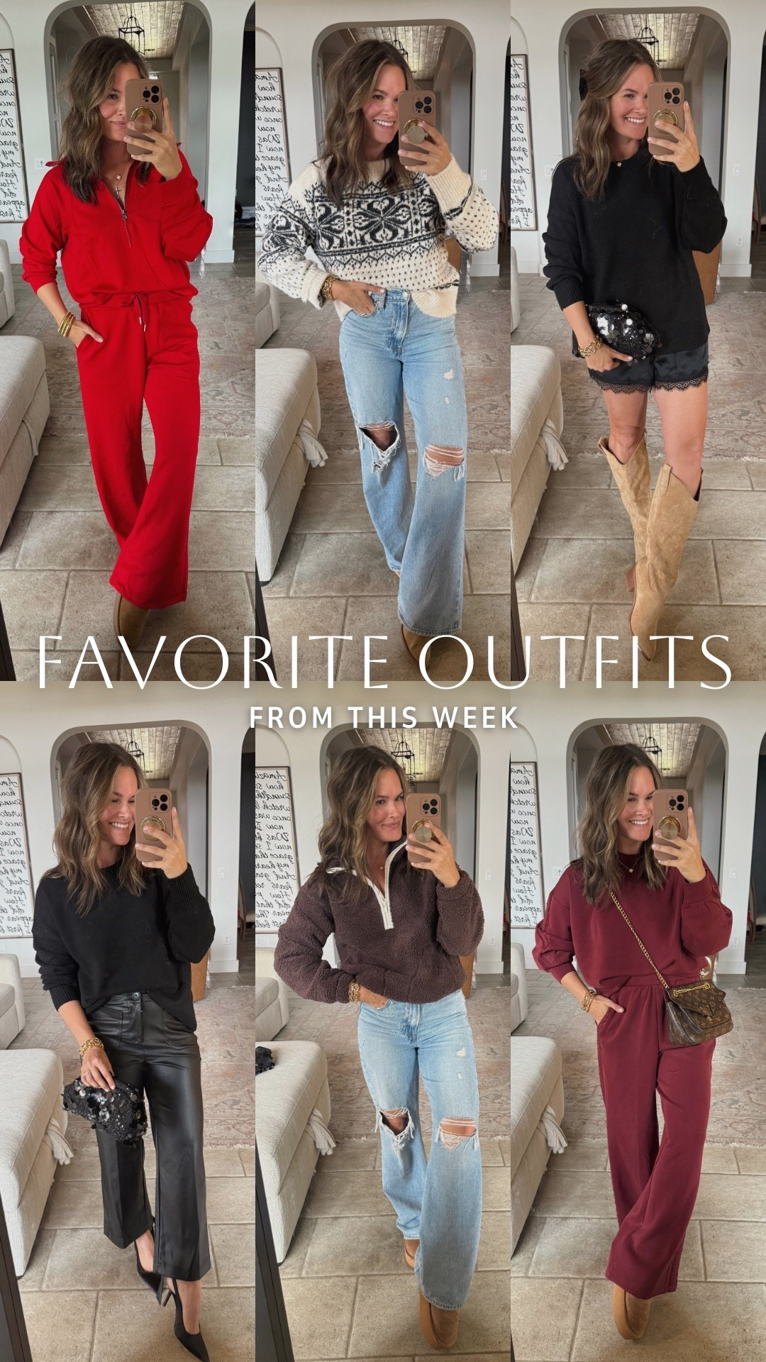 My favorite outfits this week! 🤎 These matching sets from Amazon and Target are so luxe, I love wearing them for casual everyday looks! Obsessed with this fair isle sweater and fleece pullover from Target too. So good for cold weather looks with jeans!

#amazonfinds #targetfinds #walmartfinds #matchingset #fleece #fairisle #platformmules #casualoutfit #winteroutfit #sweaters #denim

#LTKgrwm #LTKSeasonal #LTKHoliday