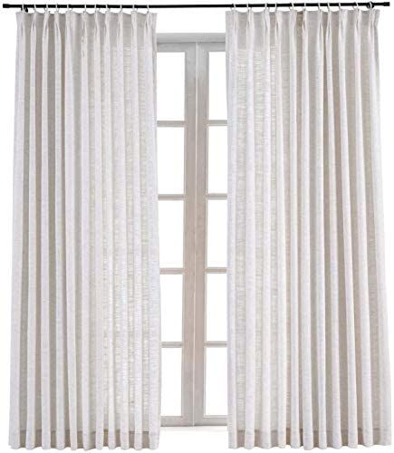 TWOPAGES 52 W x 96 L inch Pinch Pleat Darkening Drapes Faux Linen Curtains Drapery Panel for Living  | Amazon (US)