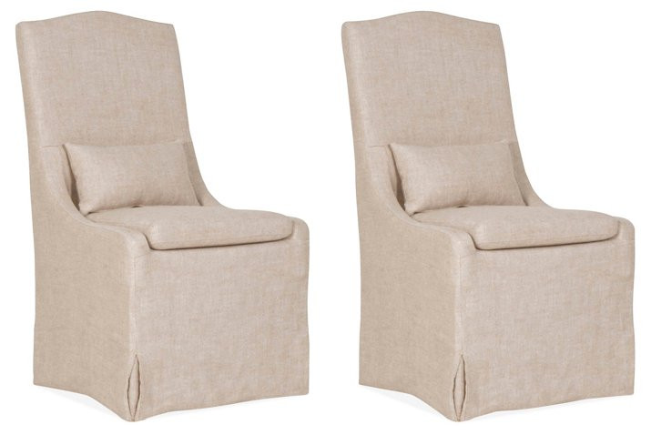 S/2 Lambert Side Chairs, Bisque Linen | One Kings Lane