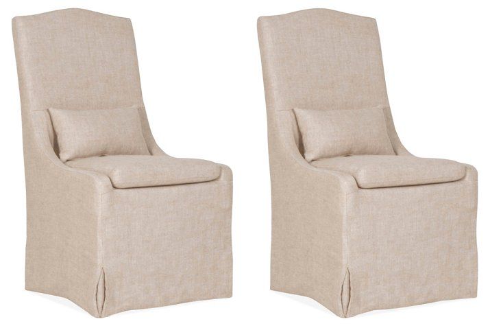 S/2 Lambert Side Chairs, Bisque Linen | One Kings Lane