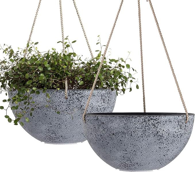 Hanging Planters for Indoor Plants - 10 Inch Flower Pots Outdoor Garden Planters Pots, Rock Grey,... | Amazon (US)