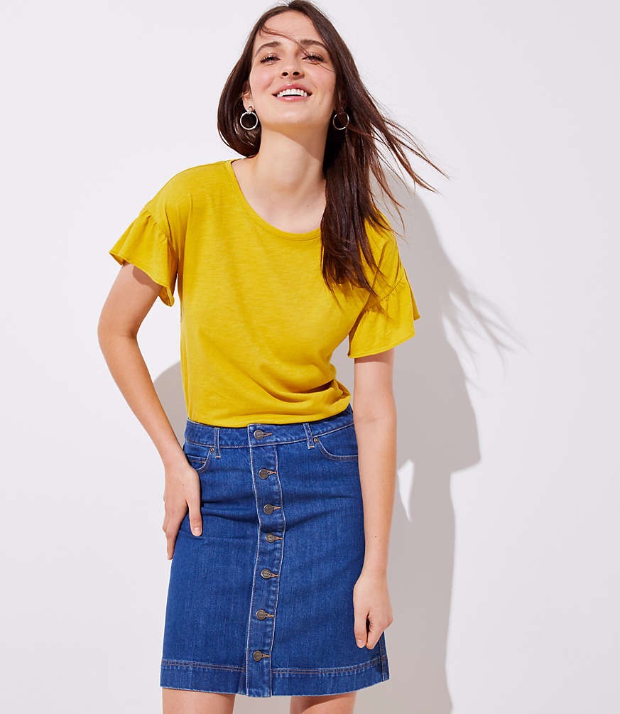 Button Down Denim Skirt | LOFT