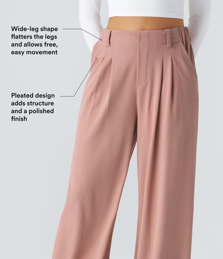 Women’s Halara Flex™ High Waisted Pocket Wide Leg Waffle Work Pants - Halara | HALARA