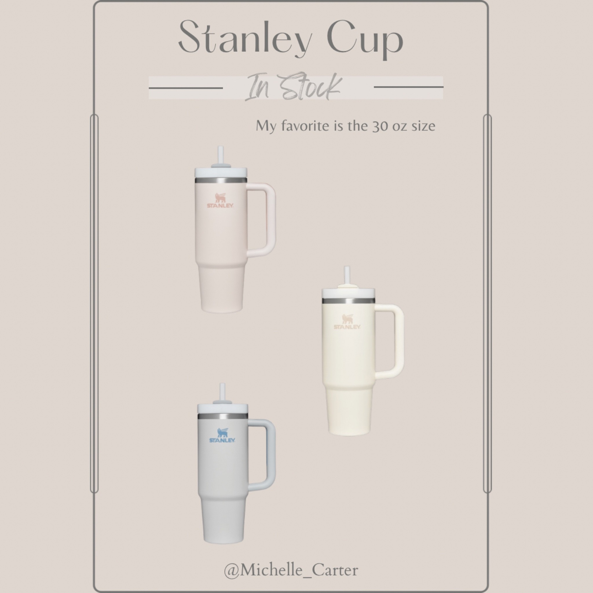 The 30oz Stanley cup  fits perfectly in a cup holder in your car and is easy to carry. The lid can rotate to hold a straw, and opening to sip off of the cup or to completely shut any opening and prevent spilling. Your drink will stay cold for hours.

#LTKunder50
