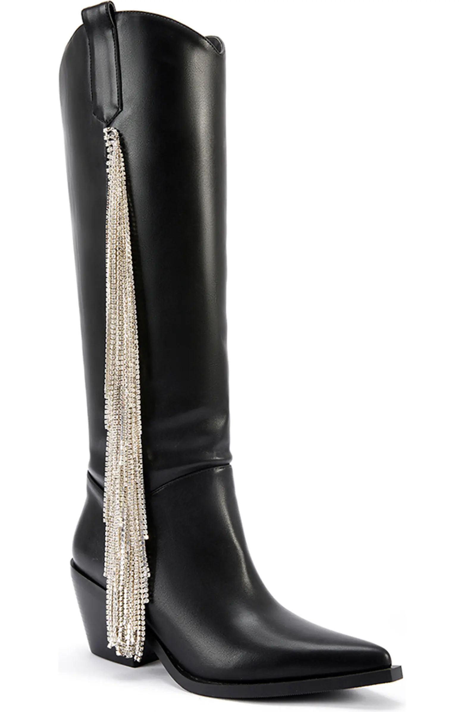 Joydistrict Rhinestone Fringe Pointed Toe Boot (Women) | Nordstrom