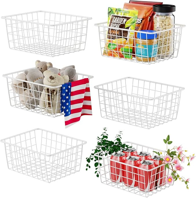 Warmfill Wire Baskets, 6 Pack Wire Stroage Baskets Pantry Organization and Storage Metal Baskets ... | Amazon (US)