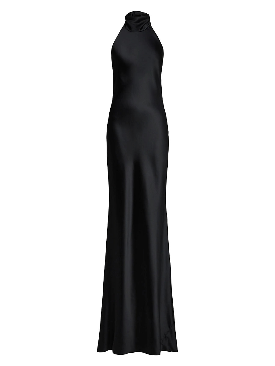 Women's Chilton Satin Halter Gown - Black - Size 2 | Saks Fifth Avenue