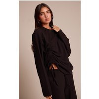 Black Super Soft Ruched Side Top | PrettyLittleThing US