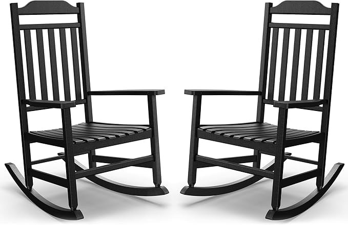 Patio Rocking Chair Outdoor Set of 2,Weather Resistant Poly Resin Oversized Porch Rocker,High Bac... | Amazon (US)