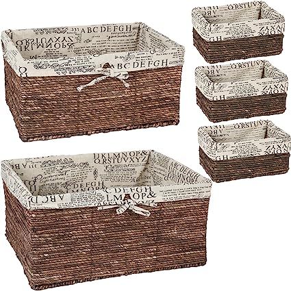 Juvale Wicker Basket, Woven Storage Baskets (Brown, 5 Piece Set) | Amazon (US)
