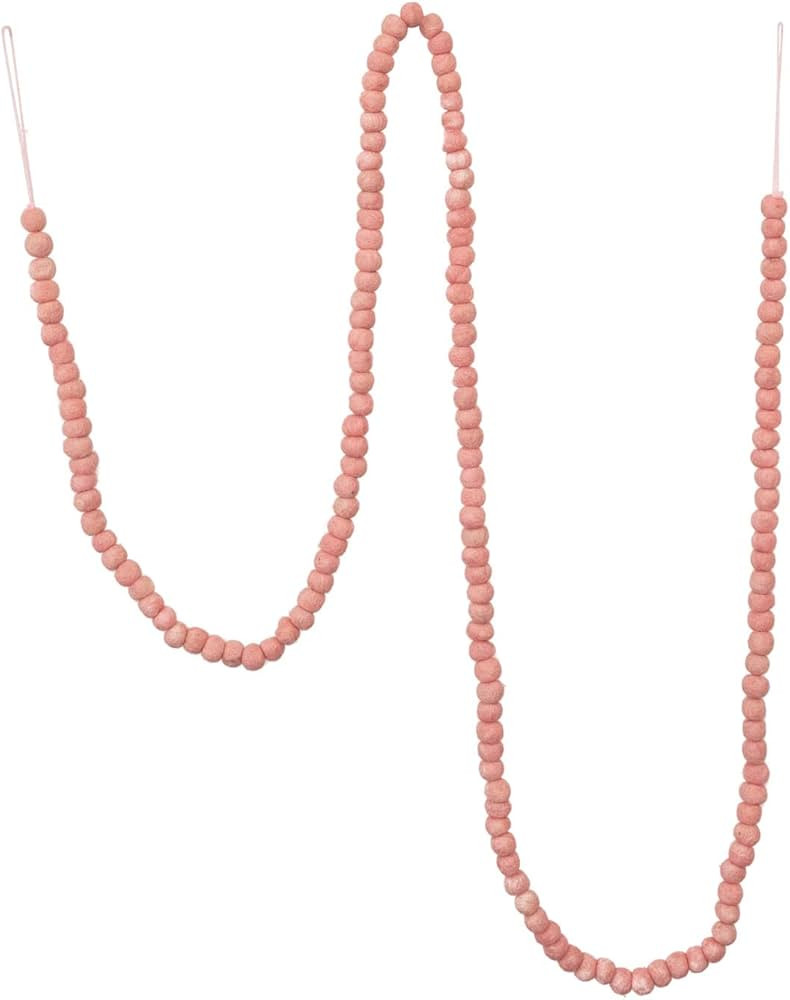 Creative Co-Op Wool Felt Ball Garland, Pink | Amazon (US)