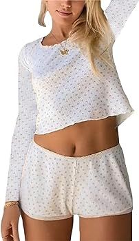 Multitrust Women Two Piece Matching Sets Knit Lounge Set Y2K Crop Tops and High Waist Shorts Summ... | Amazon (US)