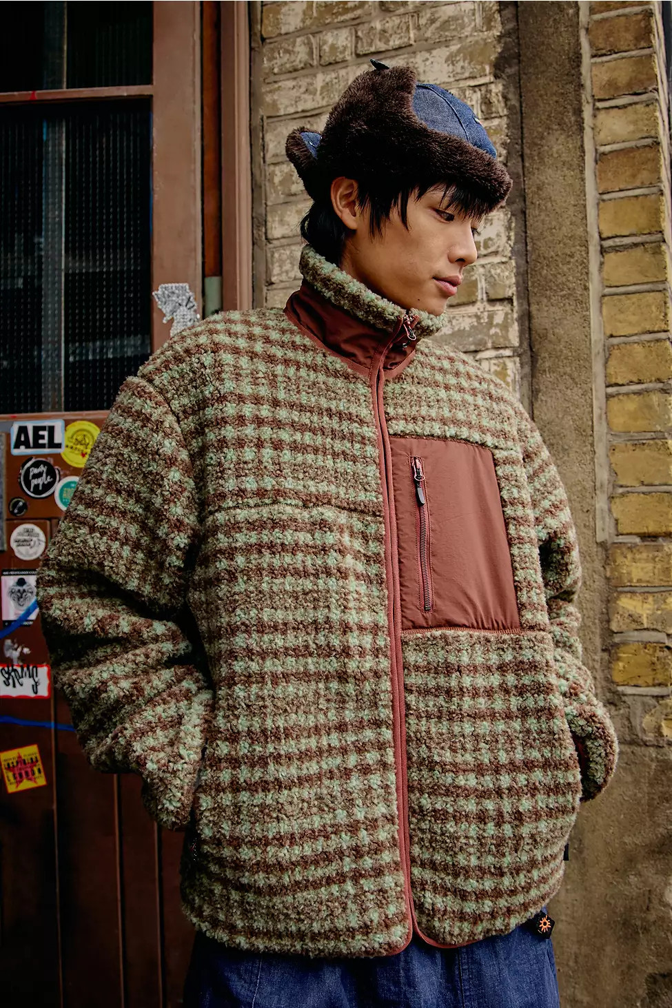 Ayker Check Borg Zip-Through Fleece Jacket S at Urban Outfitters | Urban Outfitters UK