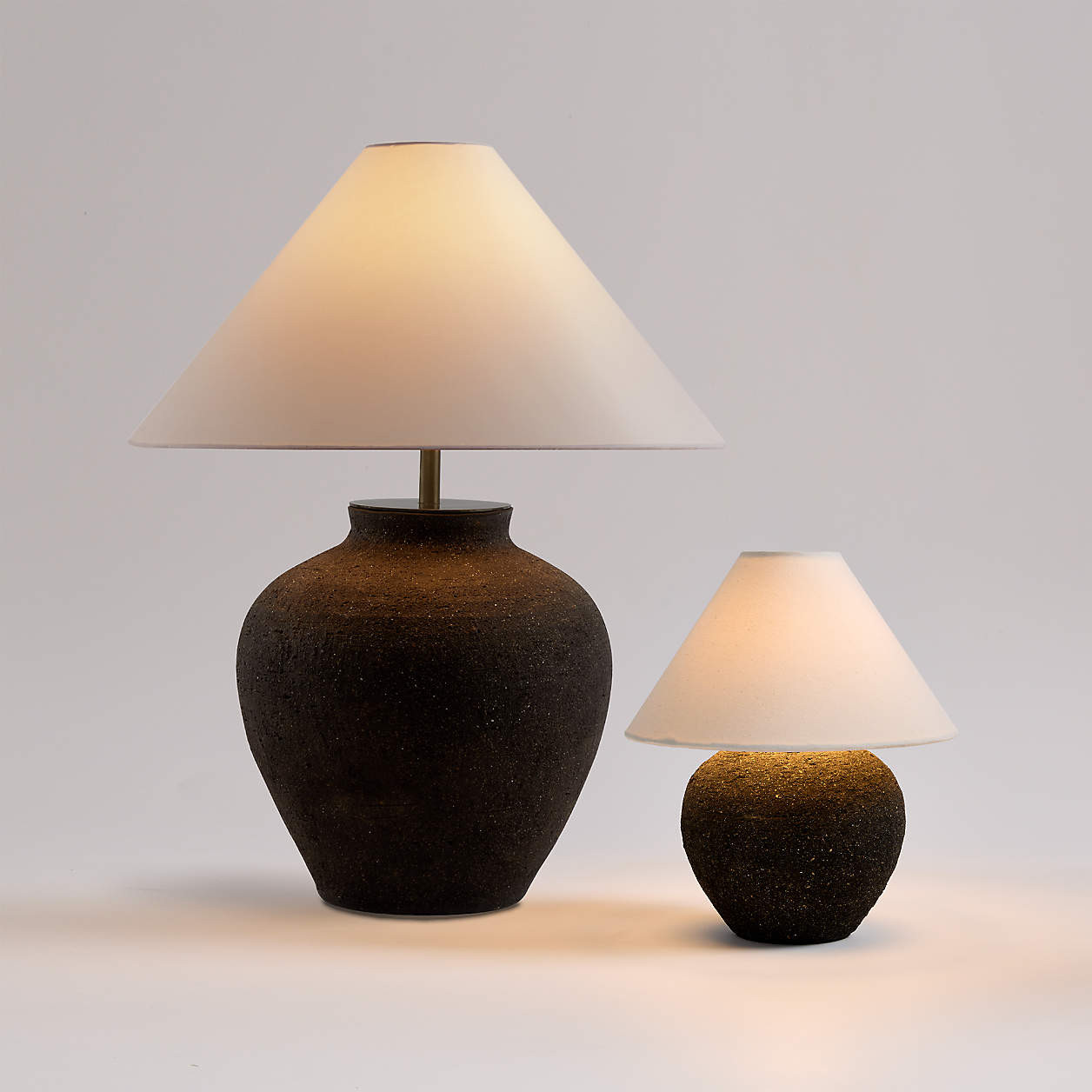 Corfu Black Table Lamp with Linen Taper Shade Bedroom Lighting + Reviews | Crate & Barrel | Crate & Barrel