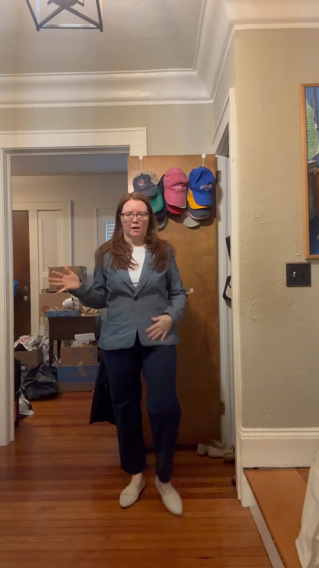 Blue linen blazer is perfect for early days of spring and through the summer.  will be good with jeans, chinos, or linen pants.  Can see this working for the office but also more casual occasions. Long sleeve and lined.  Lightweight. Fits TTS. Pockets are fake. I’m wearing a medium petite. Blazer is Walmart.  Old navy has a good basic chino in tons of colors for casual or business casual looks for the office. 

#LTKSeasonal #LTKFindsUnder50 #LTKPetite