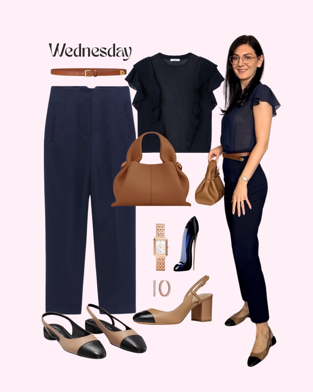 What to wear this Wednesday at the office 👩🏻‍💻 I’m in love with the navy & brown combo 🫶

#LTKstyletip #LTKshoes #LTKworkwear