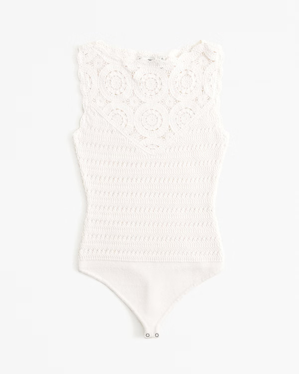 Women's Crochet-Style Mosaic Tile Bodysuit | Women's Tops | Abercrombie.com | Abercrombie & Fitch (US)