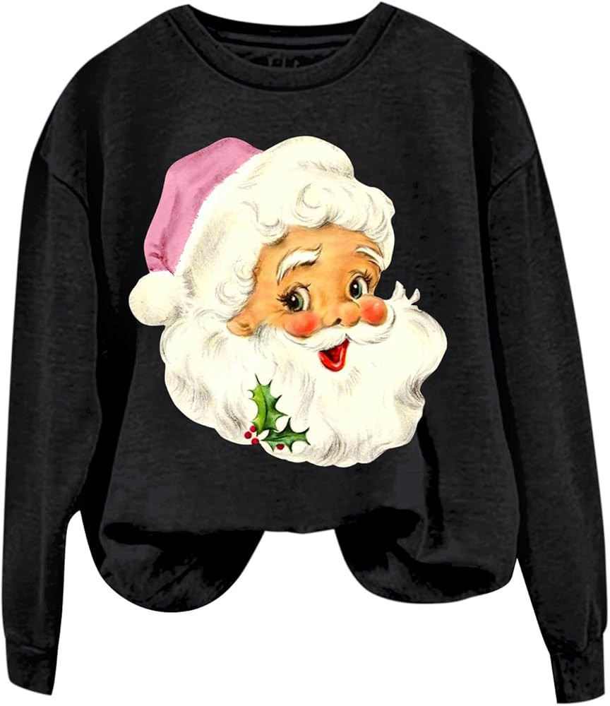 Christmas Sweatshirt for Women 2023 Cute Santa Claus Printed Sweatshirts Crewneck Long Sleeve Xma... | Amazon (US)