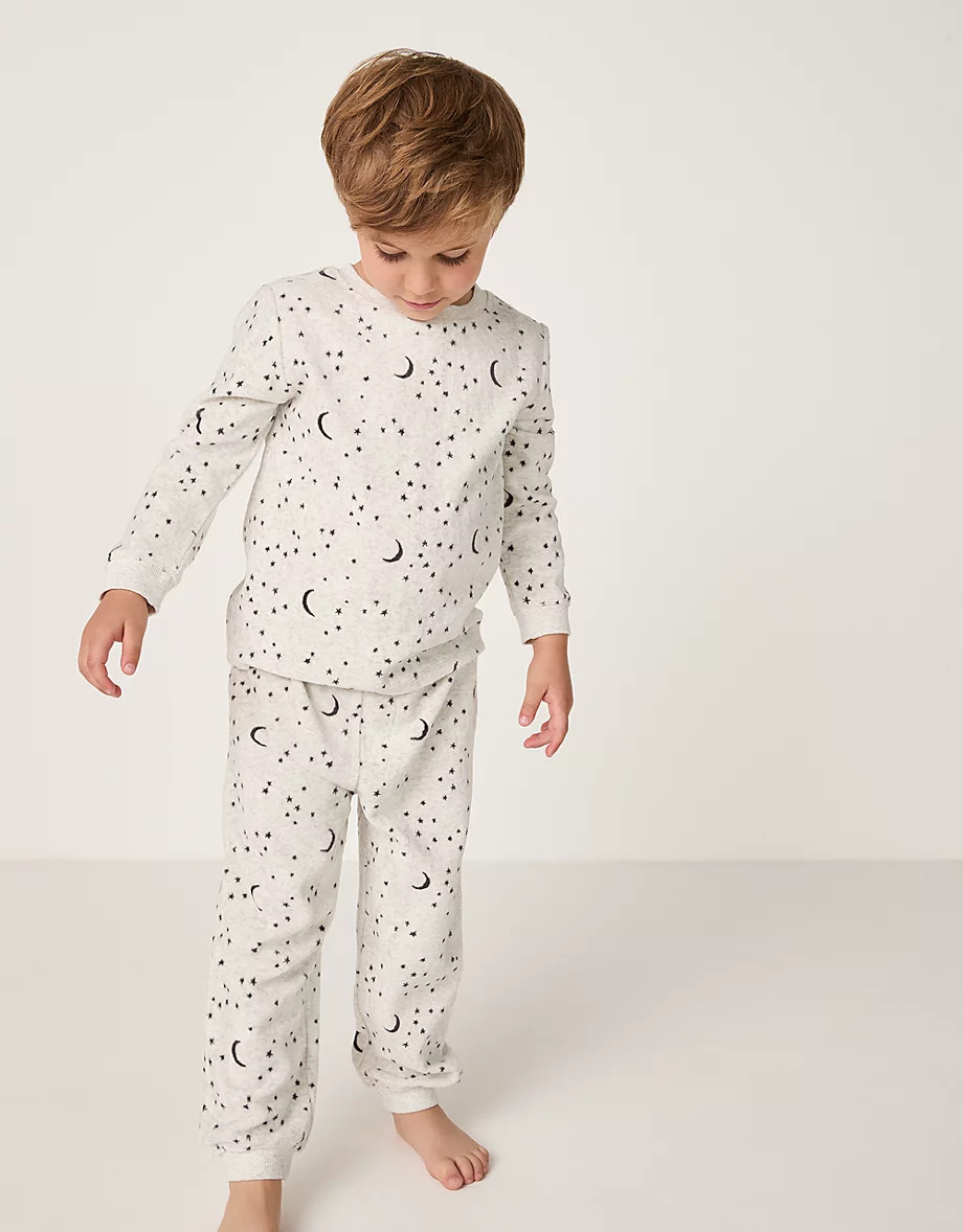Organic Cotton Relaxed Fit Velour Moon & Star Pyjamas (2–12yrs) | The White Company UK & ROW