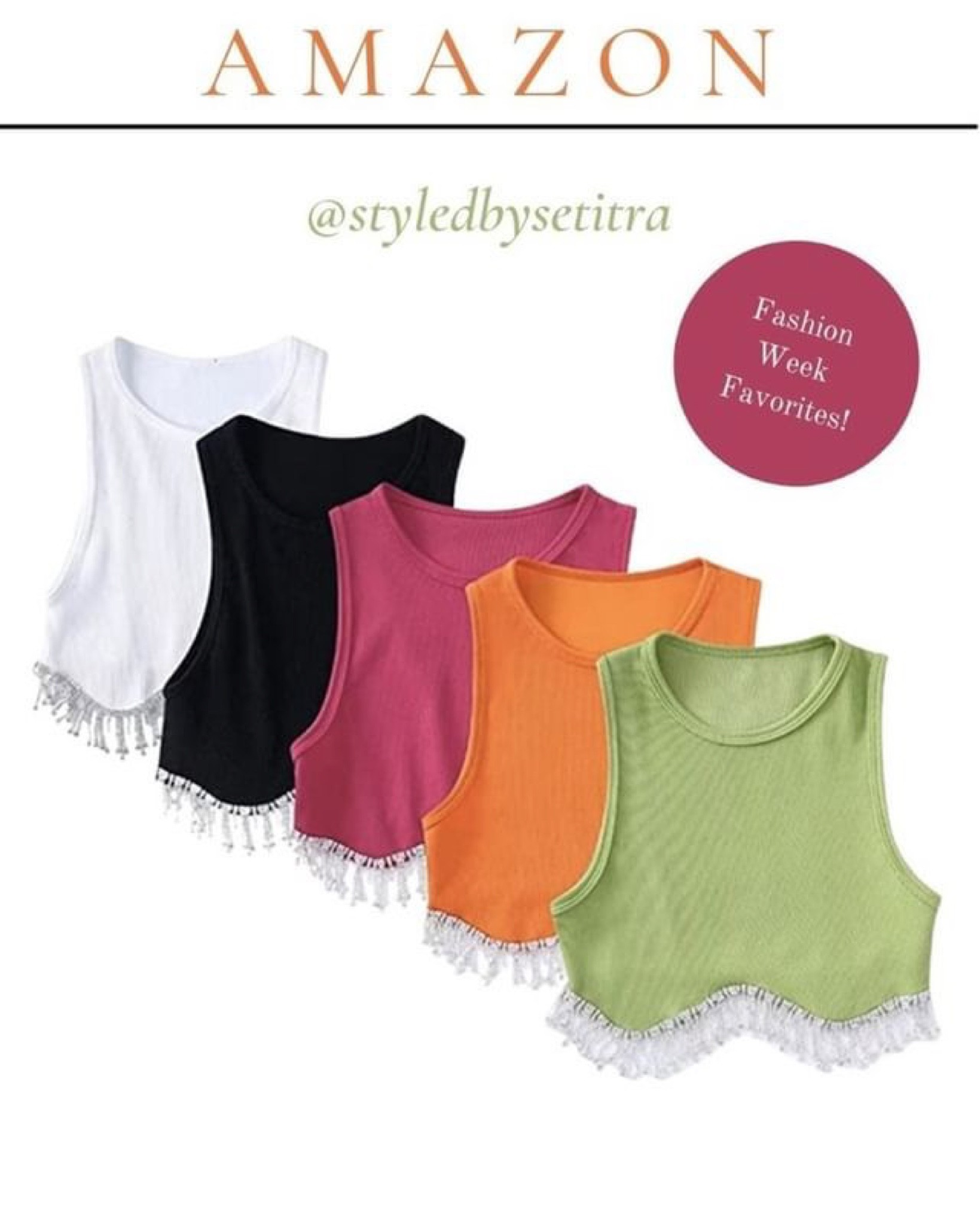 Amazon - Women Rhinestone Trim Sleeveless Cropped top Vest  Crew Neck Rib Knit Crop Tank Tops with Rhinestone Tassel. Y2K styles. Fashion Week. #amazonfashion

#LTKsalealert #LTKunder50 #LTKstyletip