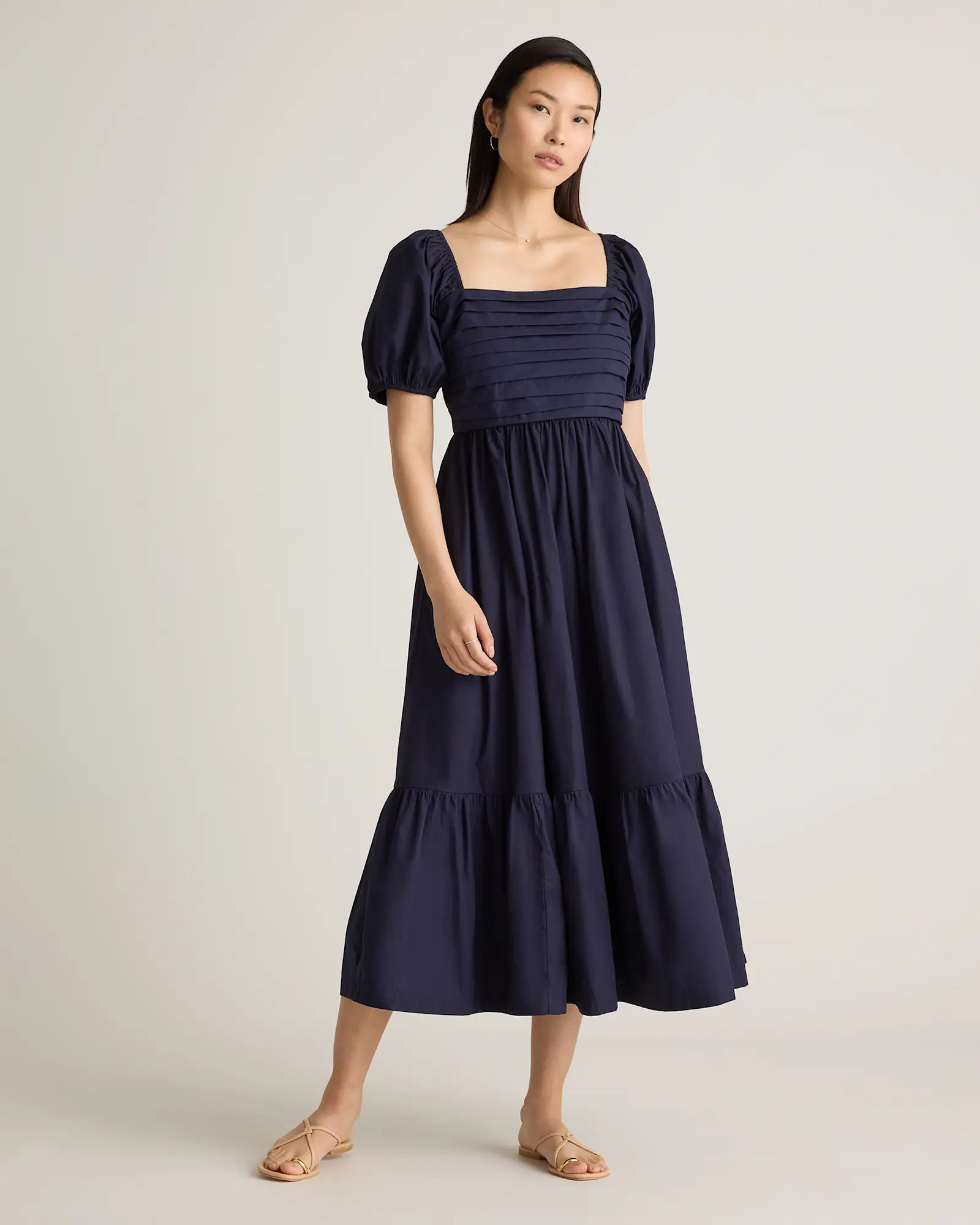 100% Organic Cotton Ruched Midi Dress | Quince