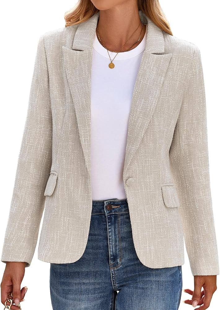 luvamia Tweed Blazers for Women Business Casual Dressy Blazer Jacket Work Suits Office Profession... | Amazon (US)
