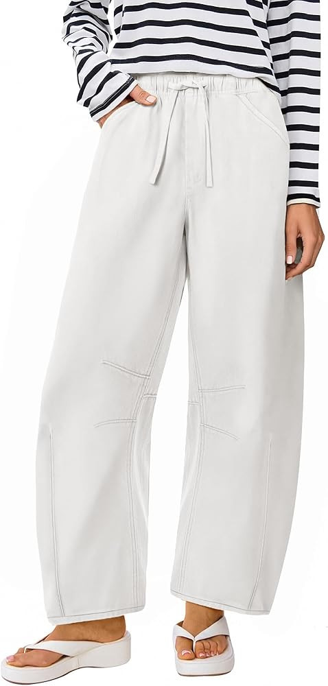 ANRABESS Women Barrel Jeans High Waisted Wide Leg Drawstring Denim Pants Y2K Baggy Loose Fit Trou... | Amazon (US)