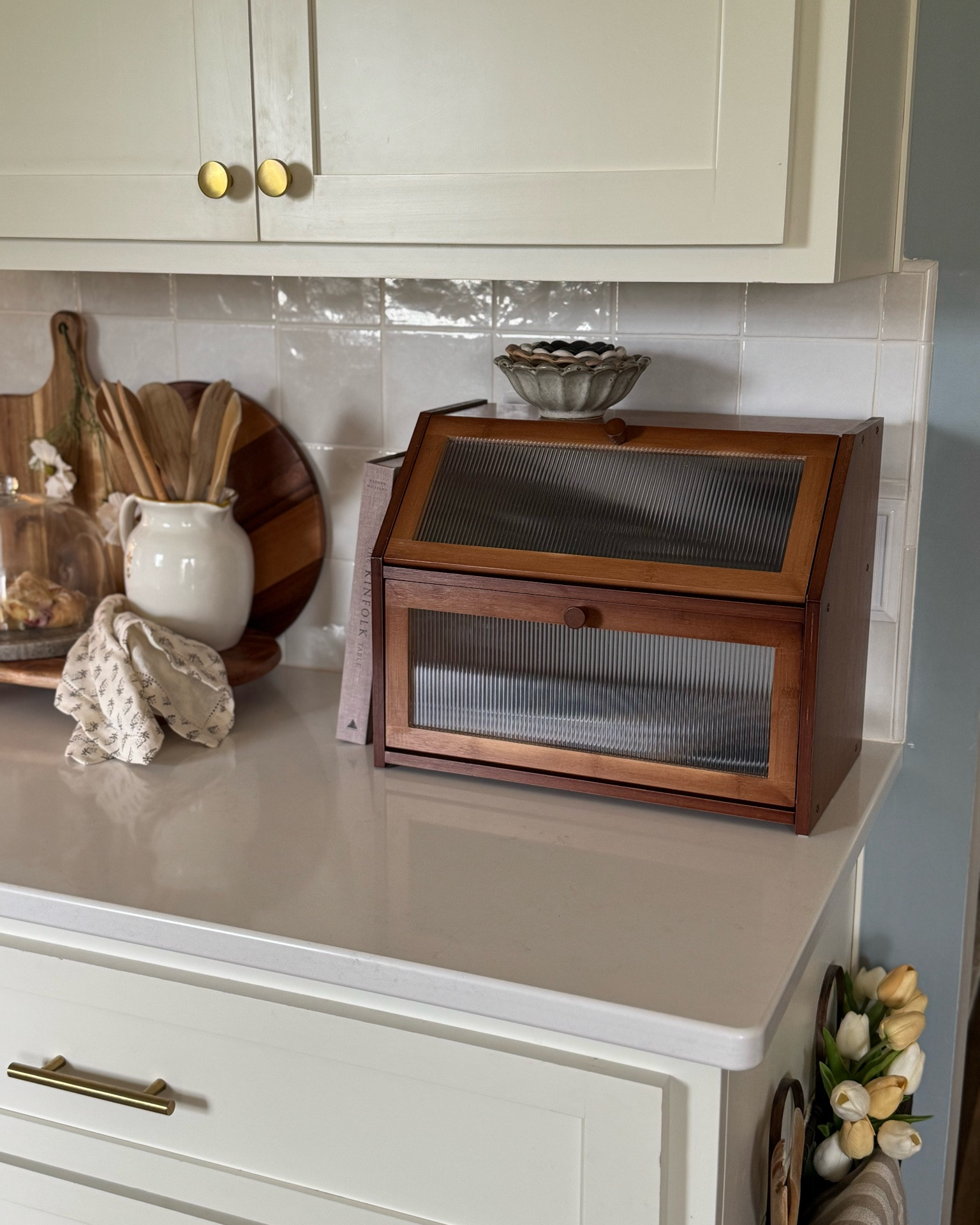 Bread box/ Declutter Station
The link provided is the bread box I own. It is darker than pictured in the link. 😊