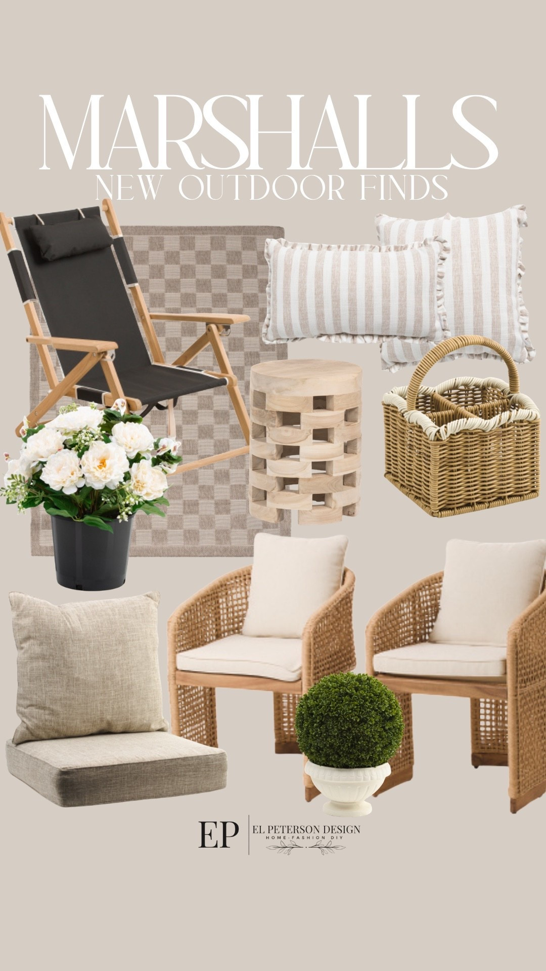 Marshall’s
New Outdoor
Rug
Topiary
Outdoor Chairs
Potted plants
Pillows
Cushion
Caddy
Accent Table 

#LTKHome