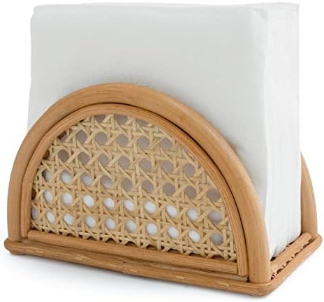 Rattan Napkin Dispenser - Farmhouse Distressed Wooden Rustic Coastal Picnic Table Napkin Holder | Amazon (US)